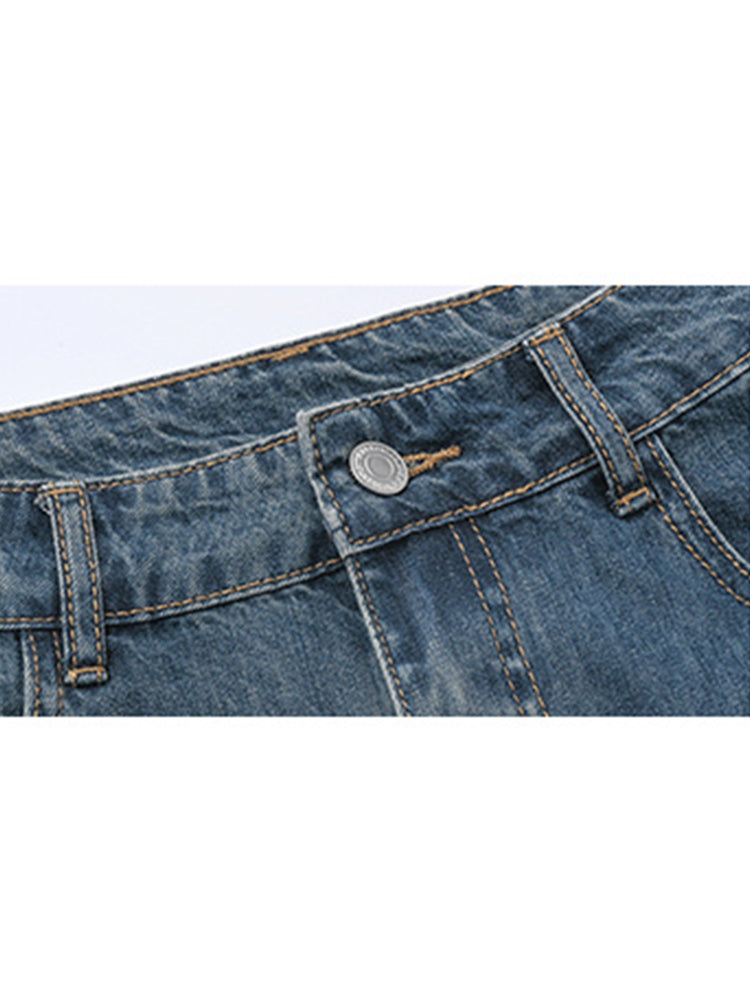 Élan Asymmetrical Denim Midi Skirt