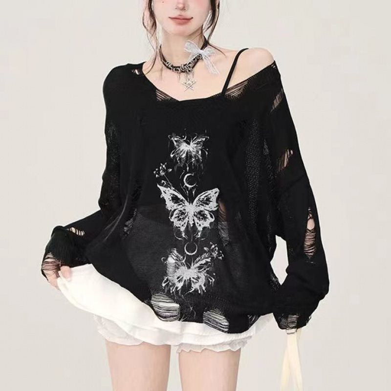 Nocturne Distressed Graphic Top