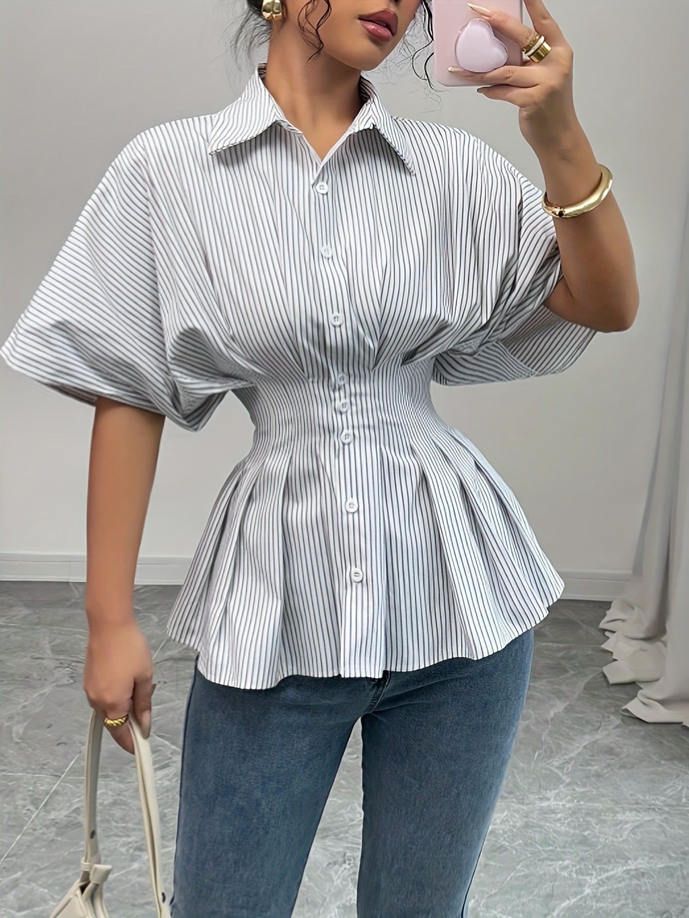 Sculpt Puff-Sleeve Corset Shirt