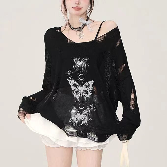 Nocturne Distressed Graphic Top