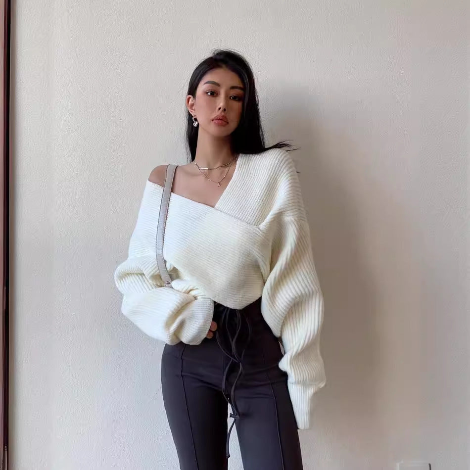 Off-Shoulder Knit Sweater – Cozy Minimal Luxe