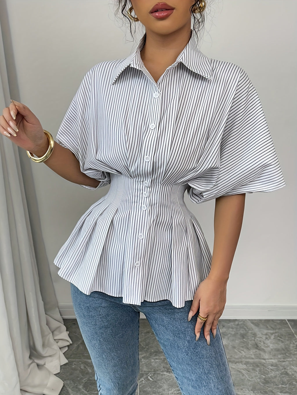 Sculpt Puff-Sleeve Corset Shirt