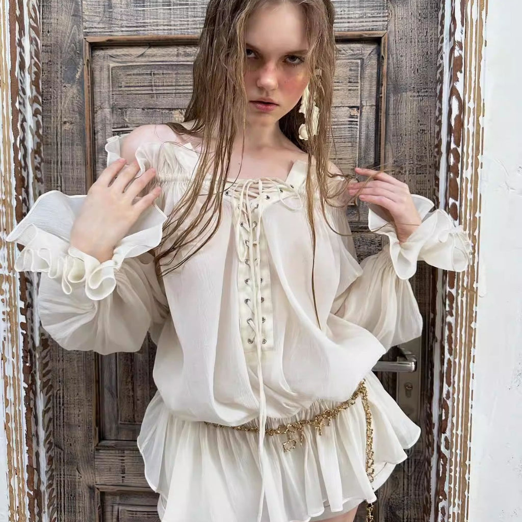 Boho Puff Sleeve Blouse and Bottoms  – Soft Vintage Statement