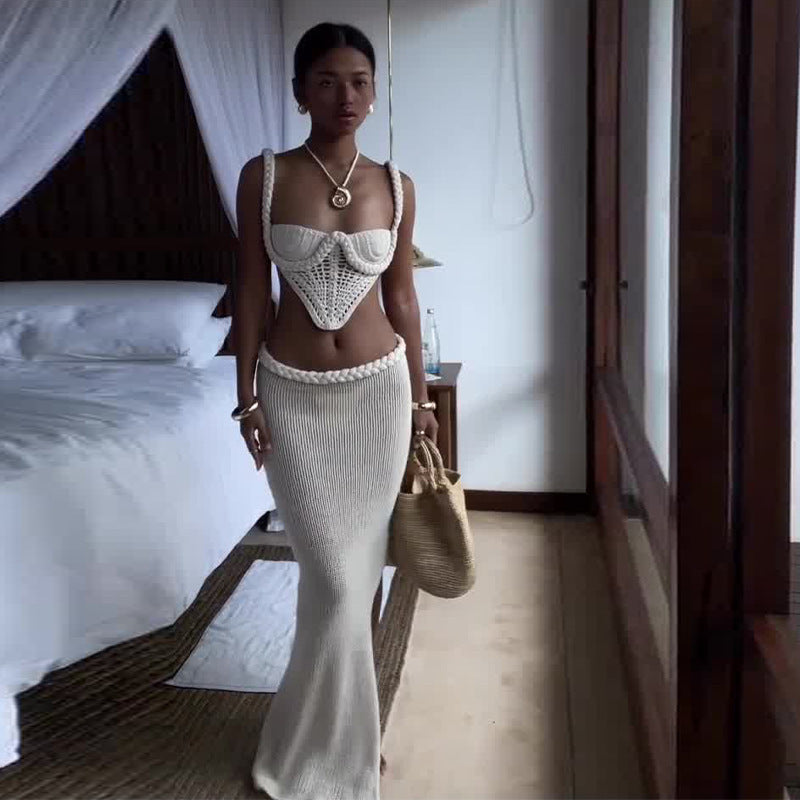 Chic Bow Knit Two-Piece Set – Resort-Inspired Soft Glam