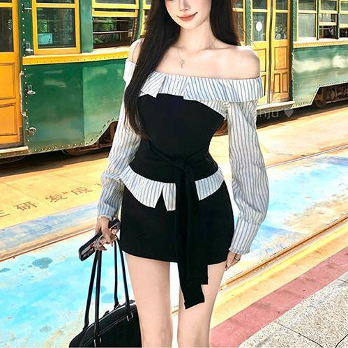 Aurelia Off-Shoulder Contrast Top & Bottoms