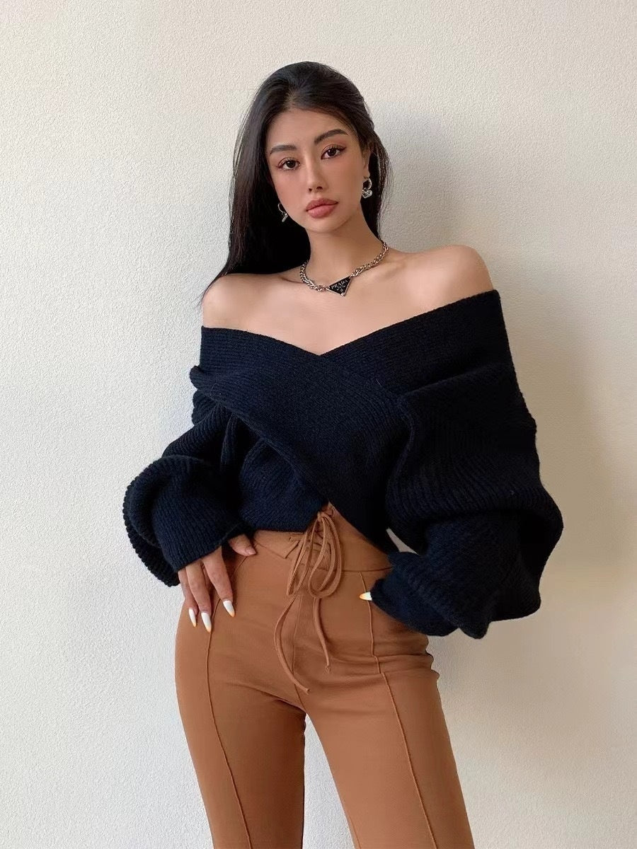 Off-Shoulder Knit Sweater – Cozy Minimal Luxe