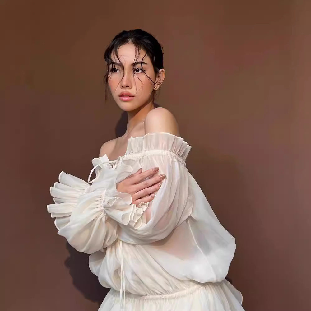 Boho Puff Sleeve Blouse and Bottoms  – Soft Vintage Statement