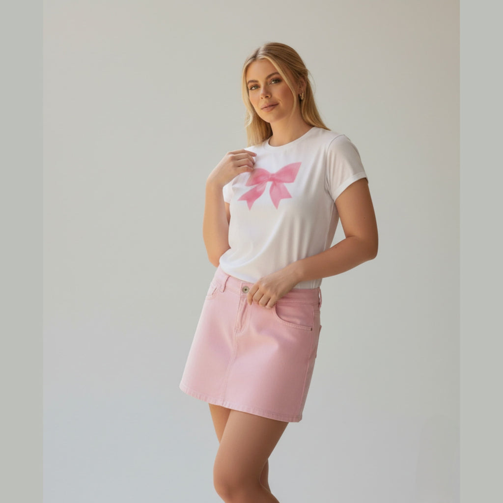 Soft Bow Detail Crop Tee – Playful Minimal Street Style