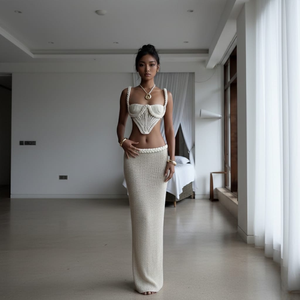 Chic Bow Knit Two-Piece Set – Resort-Inspired Soft Glam