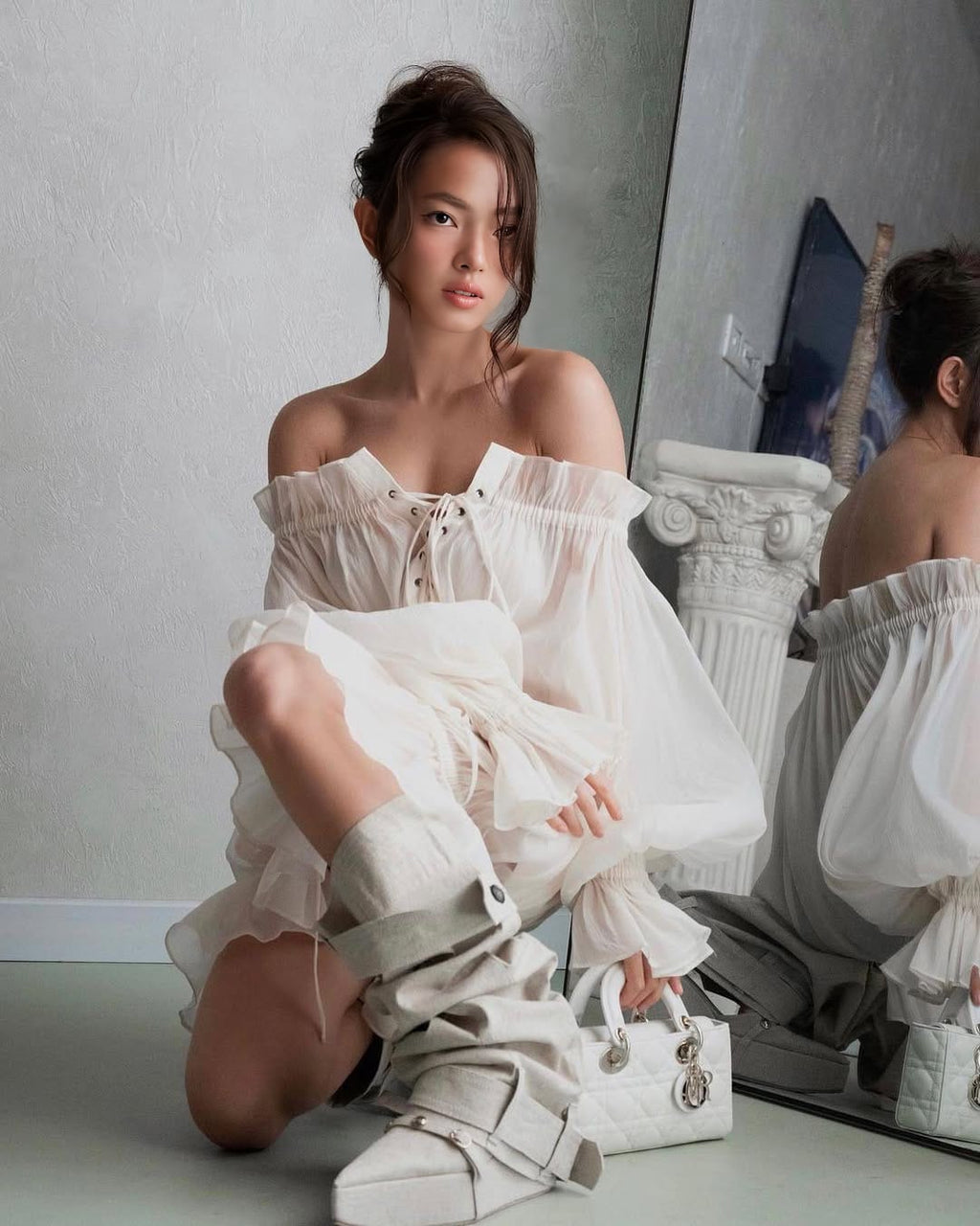 Boho Puff Sleeve Blouse and Bottoms  – Soft Vintage Statement