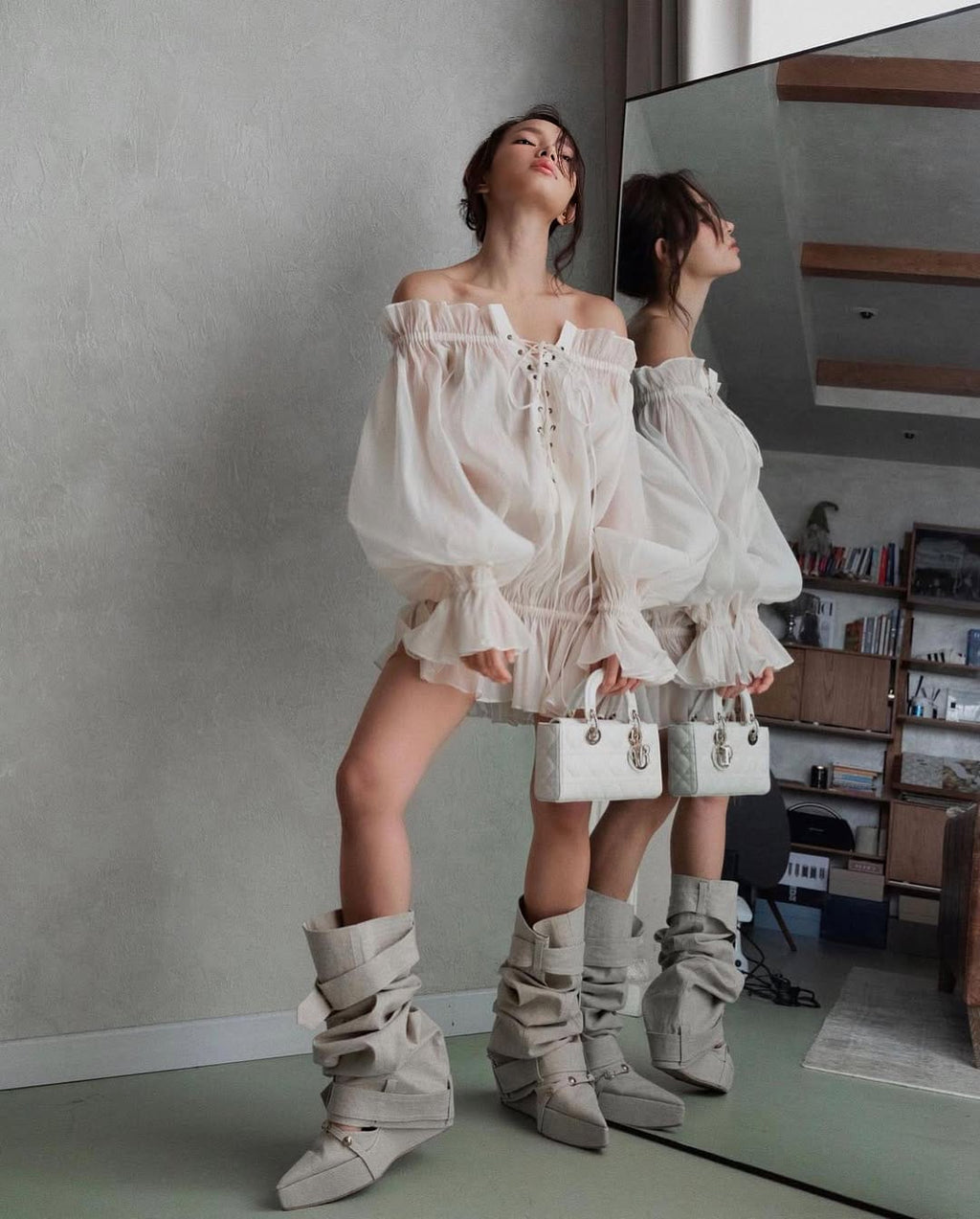 Boho Puff Sleeve Blouse and Bottoms  – Soft Vintage Statement