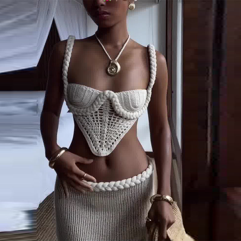 Chic Bow Knit Two-Piece Set – Resort-Inspired Soft Glam