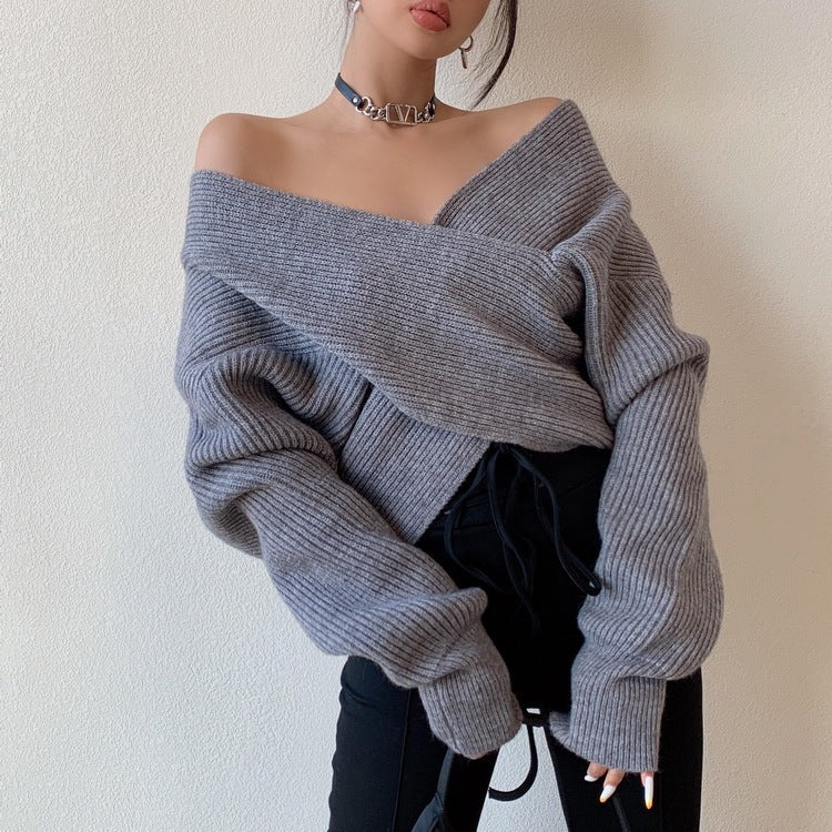 Off-Shoulder Knit Sweater – Cozy Minimal Luxe