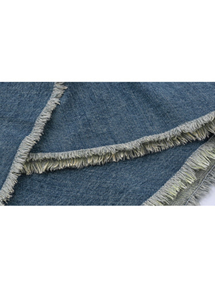 Élan Asymmetrical Denim Midi Skirt